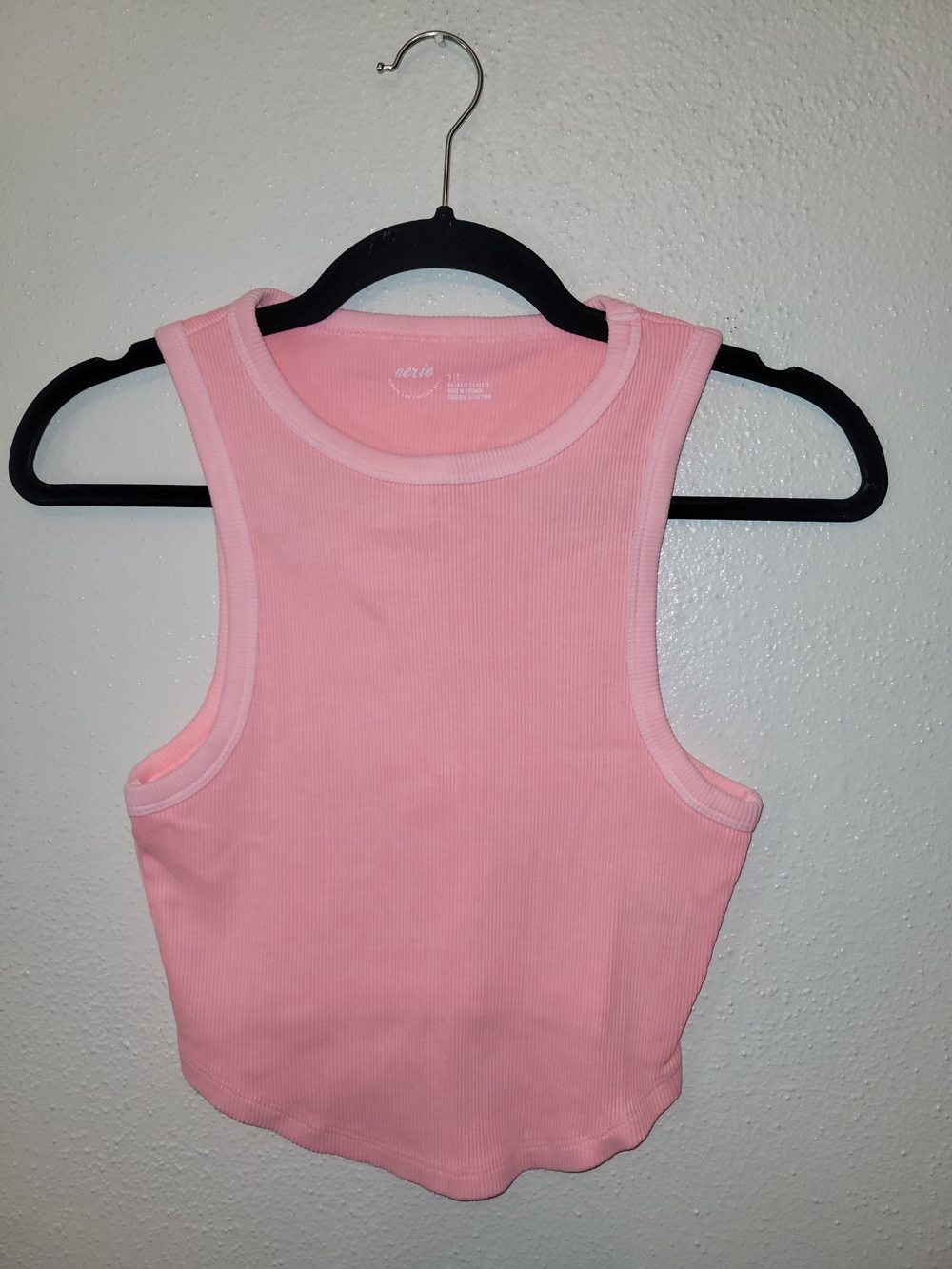 aerie Light Pink Ribbed Crop Tank